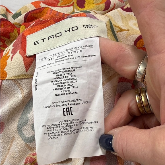 Etro Women’s Colorful Wide Leg Cropped Pants Size 40/XS - Picture 8 of 11